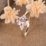 1.5ct Oval Cut Simulated Morganite Petite Engagement Ring 14k Rose Gold Plated