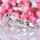 2.5ct Pear Cut Diamond Engagement Ring Halo Bridal Set 14k White Gold Finish