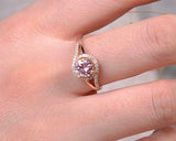 1.7ct Round Cut Peach Morganite Engagement Ring Split Shank 14k Rose Gold Finish