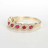 2ct Round Cut Pink Ruby Infinity Twisted Half Eternity Band 14k Yellow Gold Over