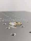 2.2ct Oval Simulated Diamond Half Bezel Set Solitaire Ring 14k YellowGold Plated