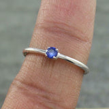 0.5ct Engagement Ring Round Cut Blue Sapphire Solitaire 14k White Gold Finish