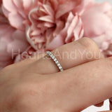 0.45ct Round Cut Moissanite Half Eternity Wedding Band 14k White Gold Plated