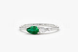 0.2ct Pear Cut Simulated Emerald Cluster Engagement Ring 14k Yellow Gold Plated