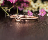 0.01ct Round Cut Moissanite Octopus Women Engagement Ring 14k Rose Gold Plated