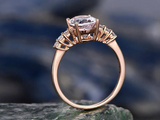 2ct Oval Cut Peach Morganite Engagement Ring Diamond Accents 14k RoseGold Finish