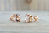 0.5ct Round Cut Peach Morganite Solitaire Stud Earrings 14k Rose Gold Finish