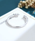0.2ct Round Cut Moissanite Open Cuff Women Wedding Band 14k White Gold Plated