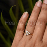 0.6ct Trillion Simulated Morganite Halo Engagement Ring 14K Yellow Gold Plated