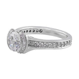 2.5Ct Round Cut Diamond Accented Bezel Set Engagement Ring 14K White Gold Finish