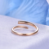 0.1ct Round Cut Green Emerald Engagement Ring Open Nail Bypass 14k RoseGold Over
