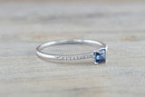 1.2ct Princess Cut Blue Sapphire Engagement Ring Solitaire 14k White Gold Finish