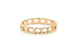 Open Cuban Link Engagement Ring 14k Yellow Gold Finish
