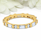 1.2ct Baguette Cut Diamond Wedding Band Eternity Stackable 14k YellowGold Finish