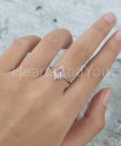 1ct Pear Cut Simulated Peach Morganite Crown Engagement Ring 14k RoseGold Plated