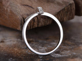 0.1ct Round Cut Diamond Twisted Nail Unique Engagement Ring 14k WhiteGold Finish