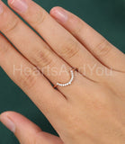 0.15ct Round Cut Moissanite Minimalist Women Wedding Band 14k Rose Gold Plated
