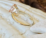 1ct Pear Cut Simulated Peach Morganite Solitaire Ring 14k White Gold Plated