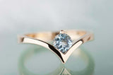 0.5ct Round Cut Aquamarine Engagement Ring Solitaire ByPass 14k Yellow Gold Over