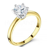 0.2ct Round Cut Moissanite Solitaire Engagement Ring 14k Yellow Gold Plated