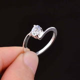 0.25ct Engagement Ring Oval Cut Blue Aquamarine Solitaire 14k White Gold Finish