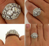 6Ct Round Cut Diamond Edwardian Antique Mesh Cocktail Ring 14K White Gold Finish