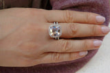 2.5ct Cushion Cut Peach Morganite Engagement Ring 14k White Gold Over Bridal Set