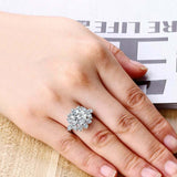 4.5ct Round Cut Diamond Engagement Ring Floral Cocktail 14k White Gold Finish