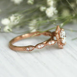 2.5ct Cushion Cut DVVS1 Diamond Vintage Halo Engagement Ring 14K Rose Gold Over