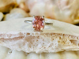 2.1ct Engagement Ring Cushion Cut Peach Morganite Solitaire 14k WhiteGold Finish