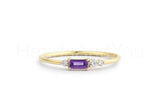 0.5ct Baguette Cut Simulated Amethyst Cluster Minimal Ring 14k Rose Gold Plated