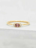 1ct Oval Cut Peach Morganite Diamond Petite Minimalist Ring 14k Yellow Gold Over