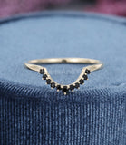 0.35ct Round Simulated Black Diamond Curved Wedding Band 14k Yellow Gold Plated