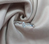 0.15ct Round Cut Moissanite Swirl Twist Engagement Ring 14k White Gold Plated