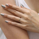 0.3ct Round Cut Green Emerald Wedding Ring Band Minimalist 14k YellowGold Finish