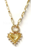 1ct Round Cut Moissanite Filled Paperclip Chain Pendant 14k Yellow Gold Plated