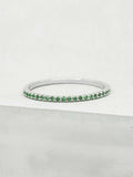 0.5ct Wedding Band Round Cut Green Emerald Full Eternity 14k White Gold Finish