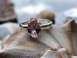 2.5ct Engagement Ring Oval Cut Peach Morganite Solitaire 14k White Gold Finish
