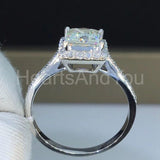 2.3ct Princess Cut Simulated Diamond Halo Engagement Ring 14k White Gold Plated