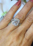 2.7ct Radiant Cut Diamond Engagement Ring Halo Split Shank 14k White Gold Finish