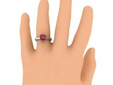 2ct Princess Cut Pink Ruby Bridal Set Band Engagement Ring 14k White Gold Finish