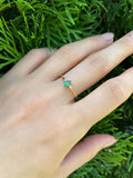 0.3ct Engagement Ring Pear Cut Emerald Minimalist Trilogy 14k Yellow Gold Finish