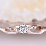 Minimalist Solitaire Engagement Ring 1.2ct Round Cut Diamond 14k Rose Gold Over