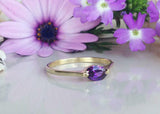 0.5ct Engagement Ring Round Cut Purple Amethyst Solitaire 14k Yellow Gold Finish
