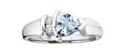 0.5ct Trillion Cut Simulated Aquamarine Round Accents Ring 14k White Gold Plated