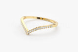 0.15ct Round Cut Moissanite Curved Minimal Wedding Band 14k Yellow Gold Plated
