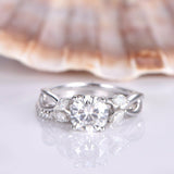 Infinity Bridal Set Engagement Ring 2ct Round Cut Diamond 14k White Gold Finish