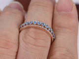 2.3ct Round Cut Blue Aquamarine Wedding Band 3/4th Eternity 14k Rose Gold Finish