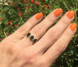 3ct Wedding Band Oval Black Diamond Three Stone & Diamond 14k Yellow Gold Finish