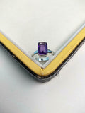 1.5ct Engagement Ring Emerald Cut Purple Amethyst Solitaire 14k WhiteGold Finish